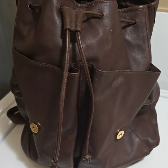Coach LARGE Dark Brown Leather Backpack - Picture 6 of 11